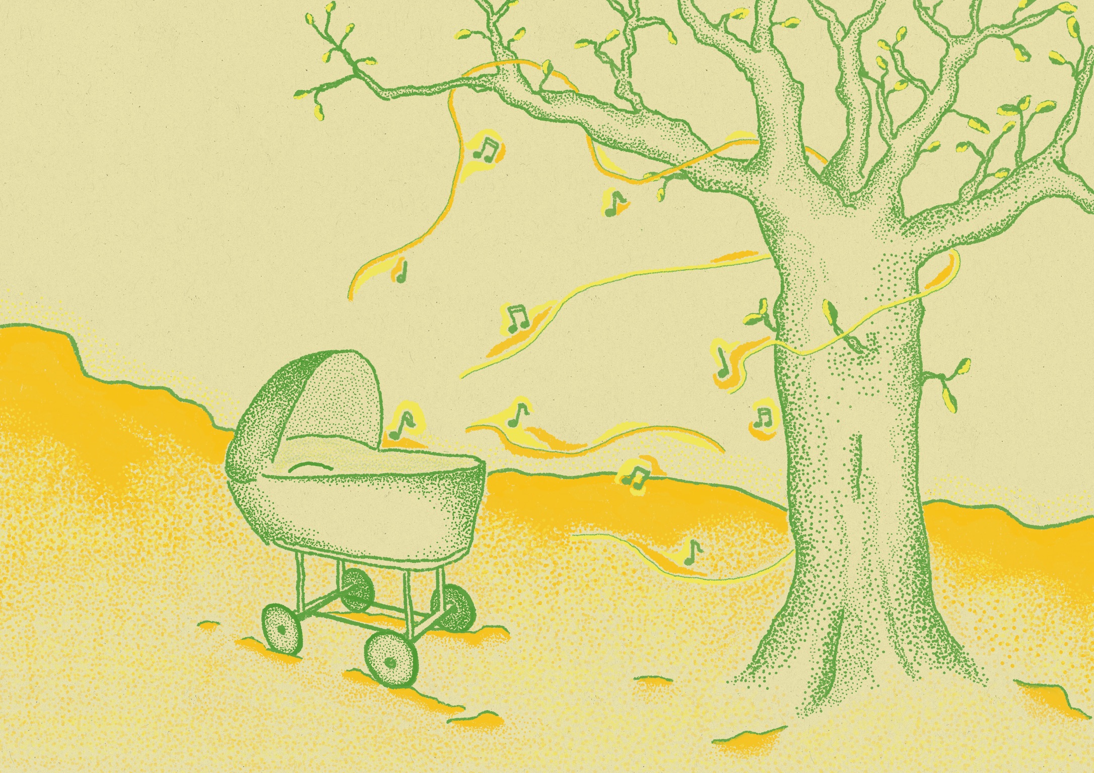 Illustratie voor Bij Nader Inzien artikel 'Wat vertellen we de kinderen?' door Ester Smits